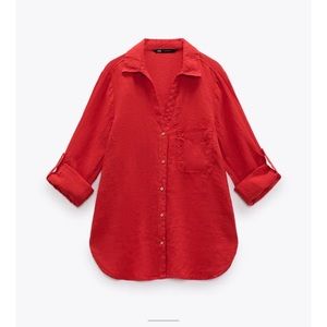 Red linen Zara Top with tags. Never worn.